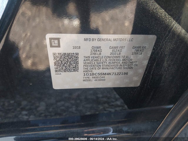 Chevrolet CRUZE LS 2019 1G1BC5SM4K7122196 Image 9
