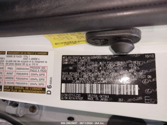 JTJBM7FX7E5067177 Lexus 460