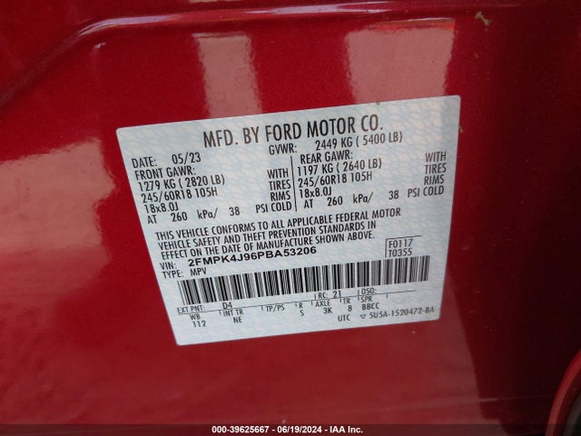 Ford EDGE SEL 2023 2FMPK4J96PBA53206 Image 9