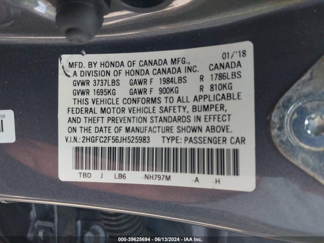 Honda Civic Lx 2018 2HGFC2F56JH525983 Image 9