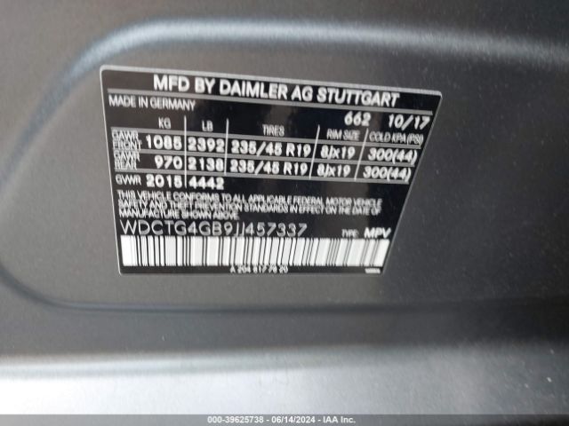 WDCTG4GB9JJ457337 Mercedes-Benz Gla 250 4matic