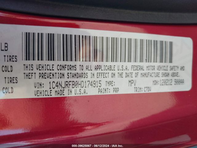 1C4NJRFB0HD174915 Jeep Patriot Latitude 4x4