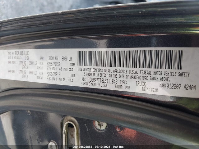 RAM 1500 Classic Slt  4x4 6'4 Box 2020 1C6RR7TT9LS111643 Image 9