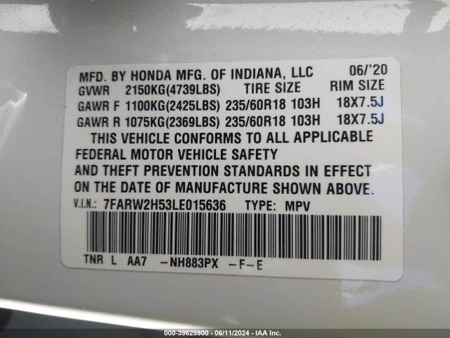 Honda Cr-v Awd Ex 2020 7FARW2H53LE015636 Image 9