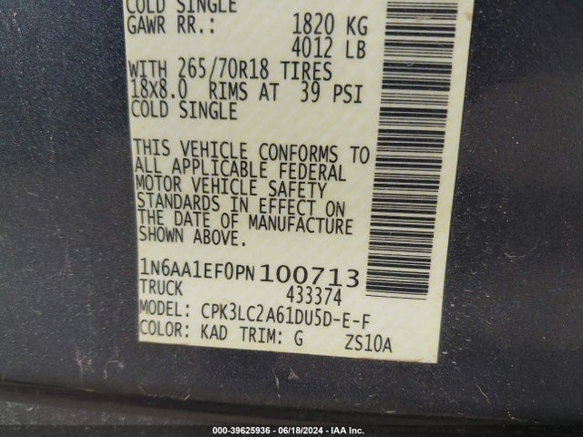 Nissan Titan Sv 4x2 2023 1N6AA1EF0PN100713 Image 9
