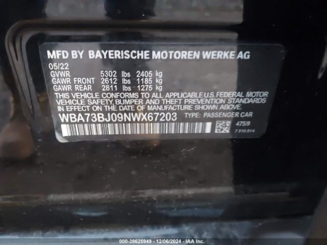 WBA73BJ09NWX78315 BMW 540i Xdrive