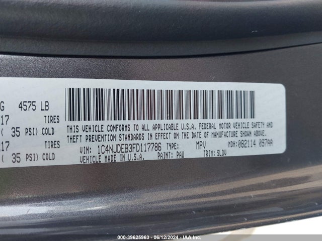 1C4NJDEB3FD117786 Jeep Compass High Altitude Edition