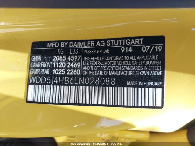 WDD5J4HB6LN028088 Mercedes-Benz CLA 250 4MATIC