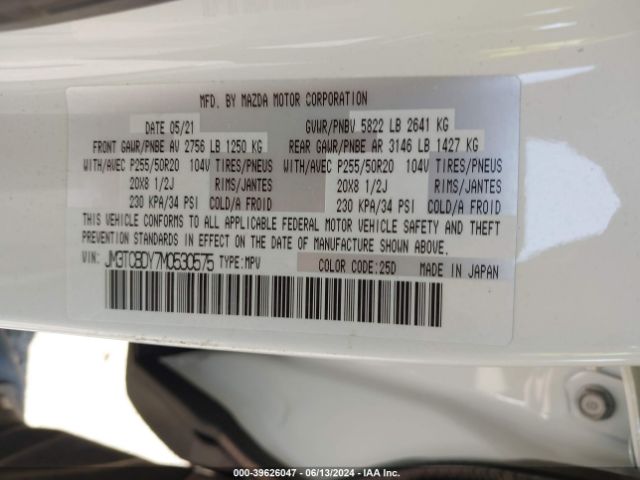 JM3TCBDY7M0530575 Mazda Cx-9 Grand Touring