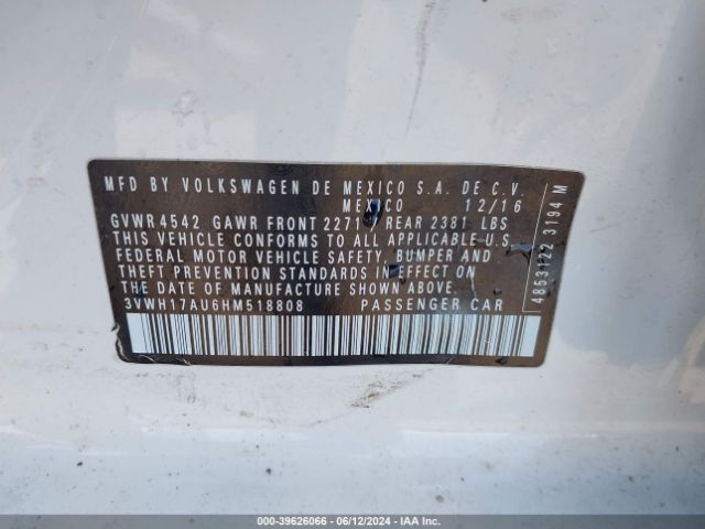 3VWH17AU6HM518808 Volkswagen Golf Alltrack Tsi S/tsi Se/tsi Sel