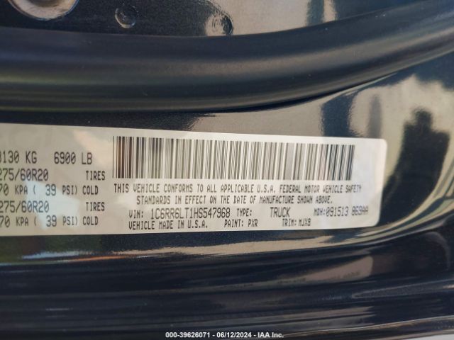 1C6RR6LT1HS547968 RAM 1500 Big Horn  4x2 5'7 Box