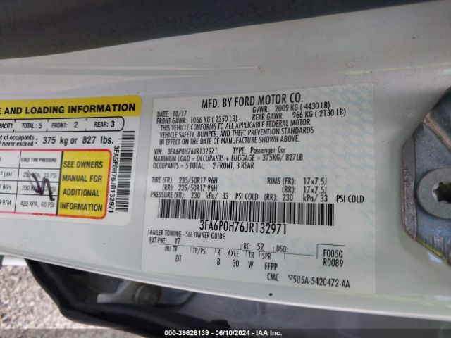 3FA6P0H76JR132971 Ford FUSION SE