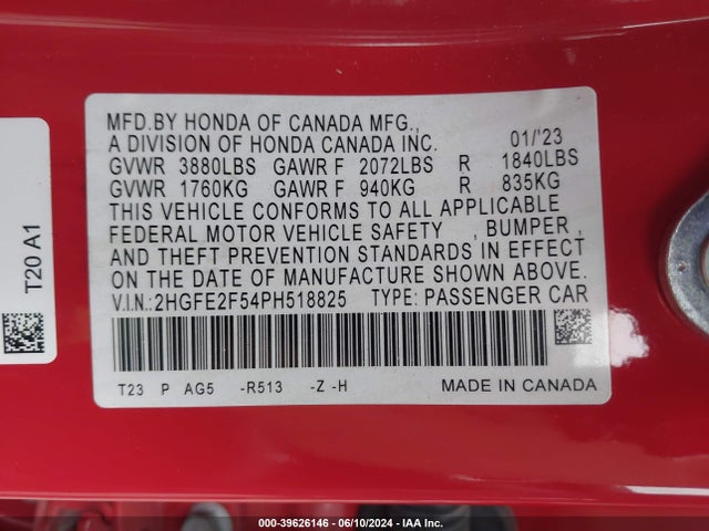Honda Civic Sport 2023 2HGFE2F54PH518825 Image 9