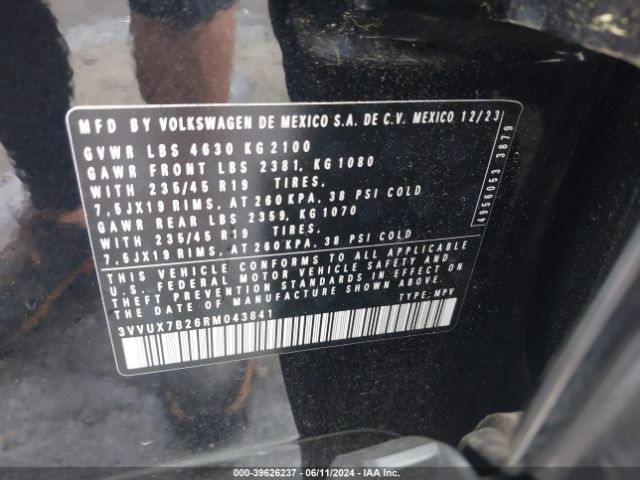 3VVUX7B26RM043841 Volkswagen Taos 1.5t Se