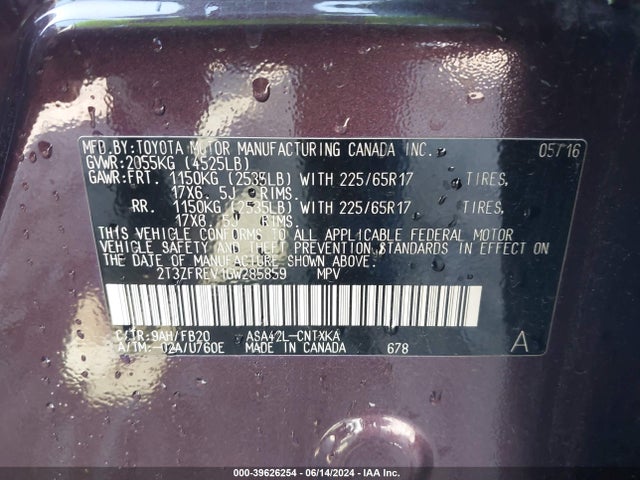 Toyota RAV4 LE 2016 2T3ZFREV1GW285859 Image 9