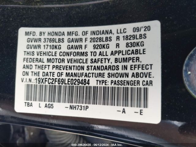 19XFC2F69LE029484 Honda Civic Lx
