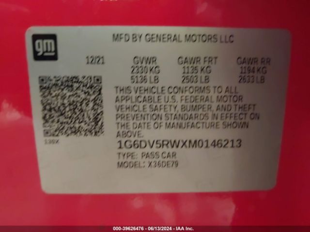 1G6DV5RWXM0146213 Cadillac Ct5 V-series
