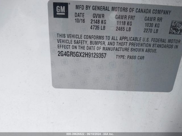 2G4GR5GX2H9129357 Buick Regal Turbo Premium Ii