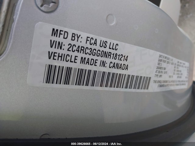 2C4RC3GG0NR181214 Chrysler Pacifica Limited Awd