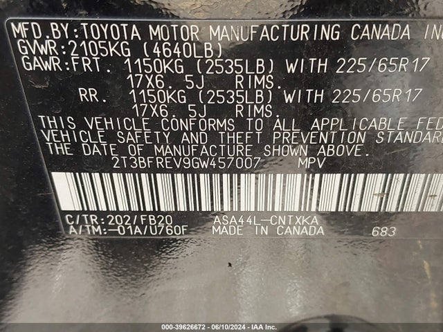 Toyota RAV4 LE 2016 2T3BFREV9GW457007 Image 9