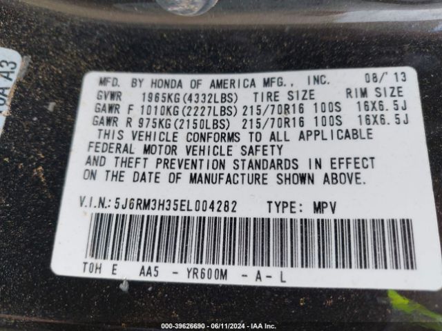 5J6RM3H35EL004282 Honda CR-V LX
