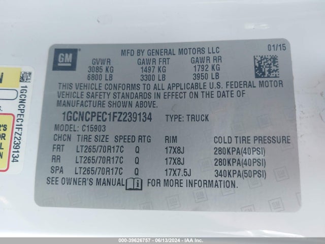 Chevrolet Silverado 1500 Wt 2015 1GCNCPEC1FZ239134 Image 9