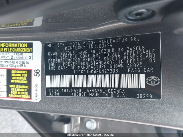 Toyota CAMRY LE 2024 4T1C11BK8RU127336 Image 9