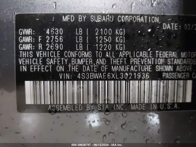 4S3BWAE6XL3021936 Subaru Legacy Premium
