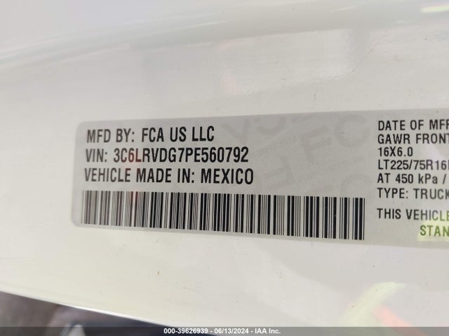 3C6LRVDG7PE560792 RAM Promaster 2500 High Roof 159 Wb