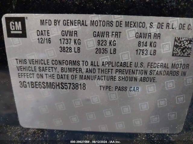 Chevrolet Cruze Lt Auto 2017 3G1BE6SM6HS573818 Image 9
