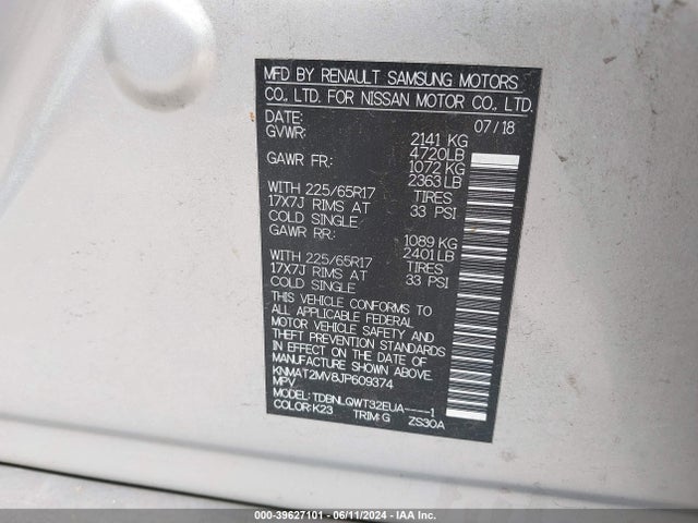 Nissan ROGUE SV 2018 KNMAT2MV8JP609374 Image 9