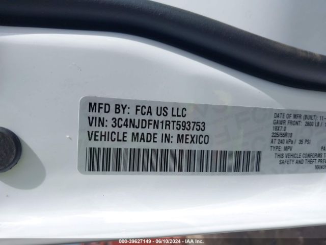 3C4NJDFN1RT593753 Jeep Compass Latitude Lux Fwd