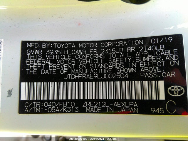 Toyota COROLLA LE 2020 JTDHPRAE9LJ002504 Image 9