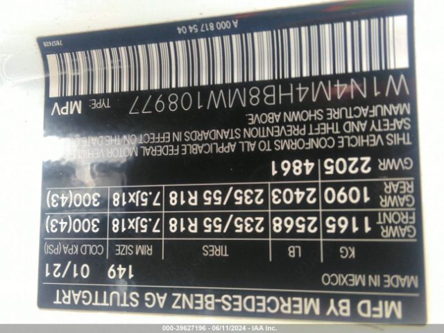 W1N4M4HB8MW108977 Mercedes-Benz Glb 250 4matic
