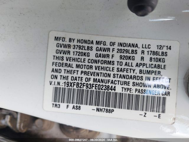 19XFB2F93FE023844 Honda Civic Ex-l