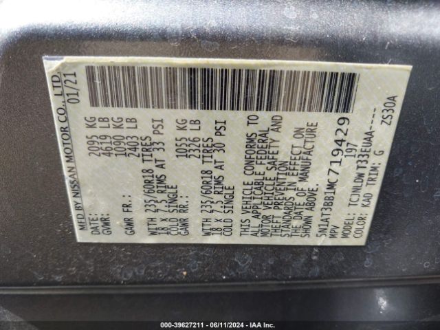 5N1AT3BB1MC719429 Nissan Rogue Sv Intelligent Awd
