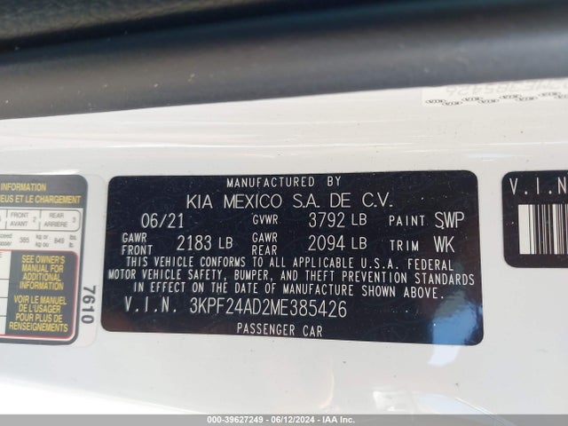 KIA Forte Lxs 2021 3KPF24AD2ME385426 Image 9