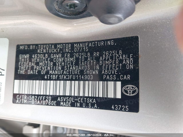Toyota CAMRY SE 2015 4T1BF1FK3FU114903 Image 9