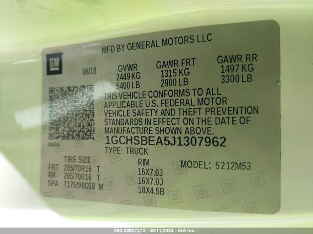Chevrolet Colorado Wt 2018 1GCHSBEA5J1307962 Image 9