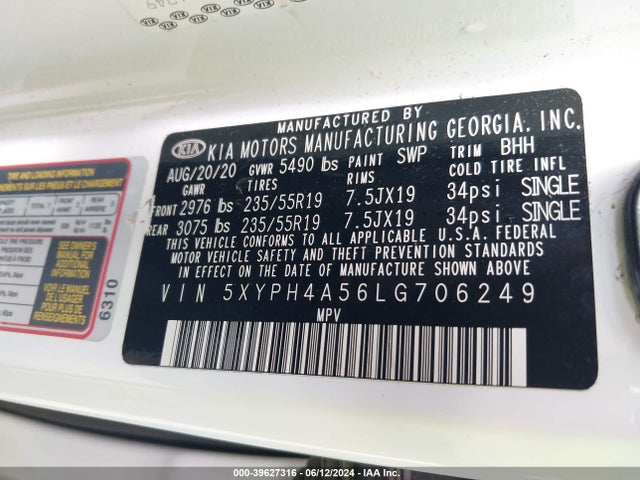 KIA Sorento 3.3l Ex 2020 5XYPH4A56LG706249 Image 9