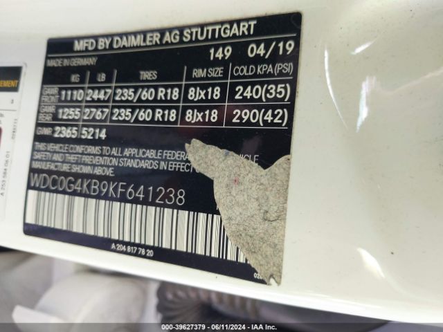 WDC0G4KB9KF641238 Mercedes-Benz Glc 300 4matic