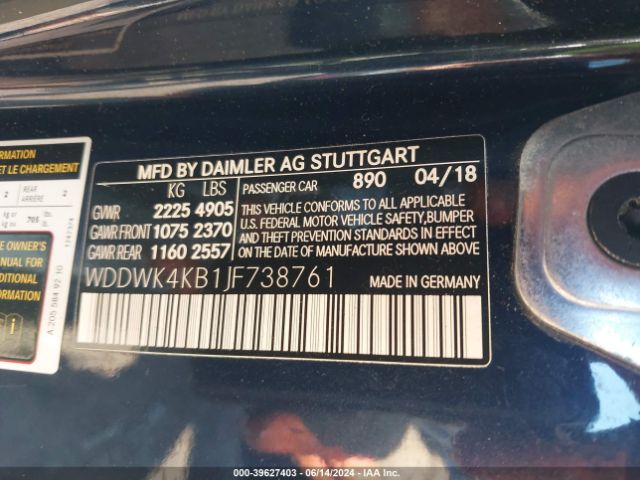 WDDWK4KB1JF738761 Mercedes-Benz C 300 4matic