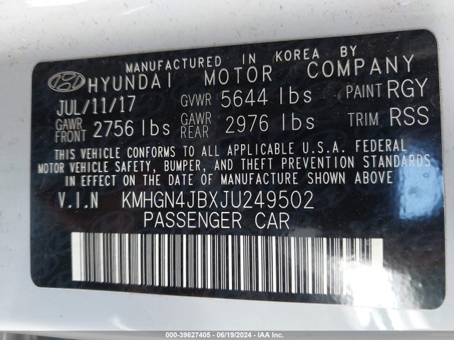 KMHGN4JBXJU249502 Genesis G80 3.3t Sport