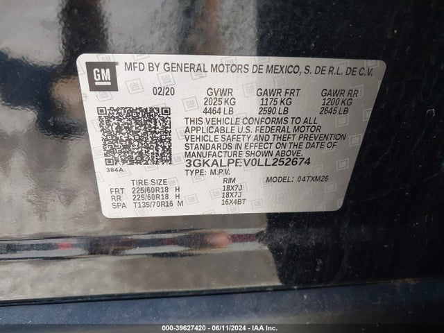 3GKALPEV0LL252674 GMC Terrain Fwd Slt
