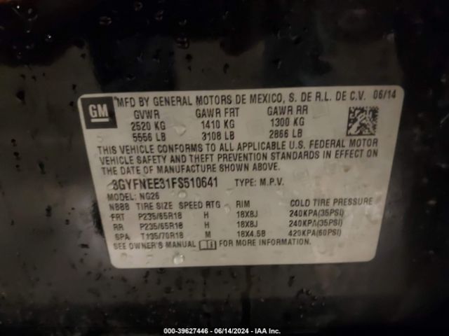3GYFNEE31FS510641 Cadillac Srx Luxury Collection