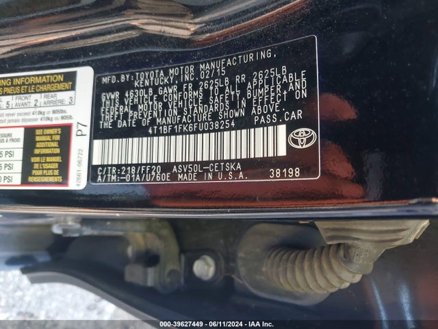 Toyota CAMRY SE 2015 4T1BF1FK6FU038254 Image 9