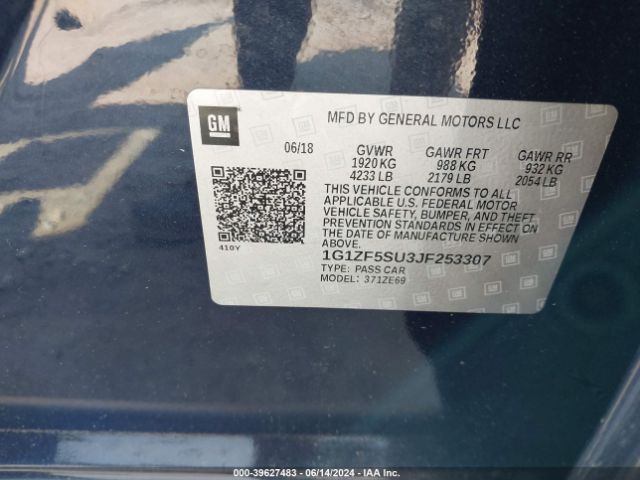 1G1ZF5SU3JF253307 Chevrolet MALIBU HYBRID