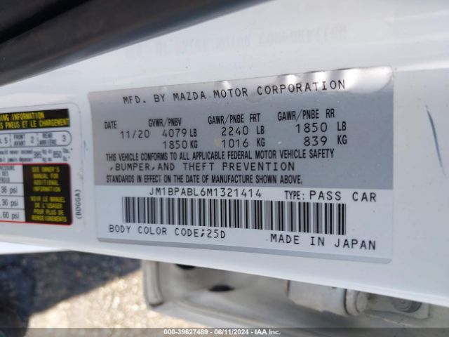JM1BPABL6M1321414 Mazda Mazda3 Select