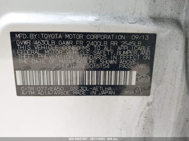 Lexus IS 250 2014 JTHBF1D2XE5015154 Image 9