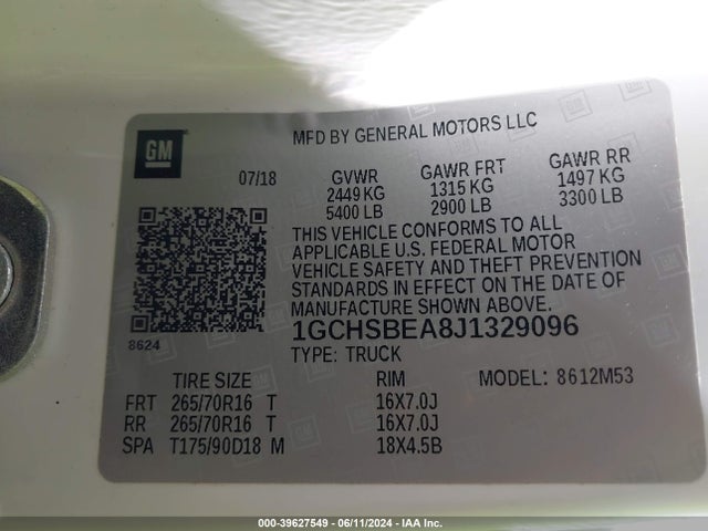 Chevrolet Colorado Wt 2018 1GCHSBEA8J1329096 Image 9